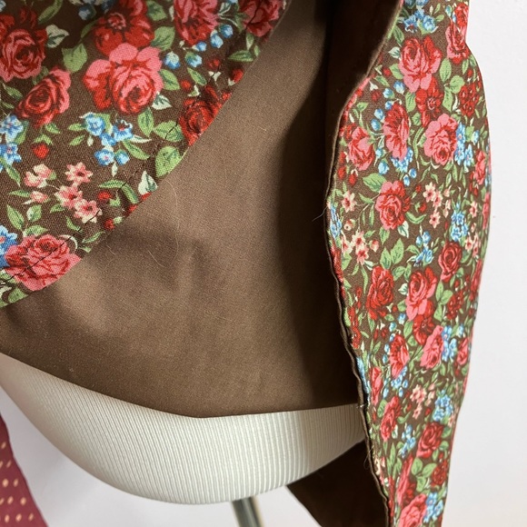 Bib Apron, Handmade, OS, Floral Print, Pink/Brown - Picture 4 of 4
